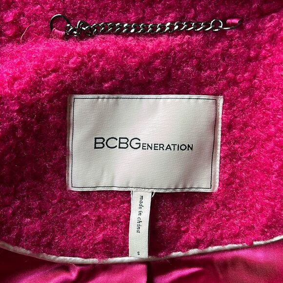 BCBGeneration Pink Boucle Longline Coat Small Double Breasted - Picture 8 of 9
